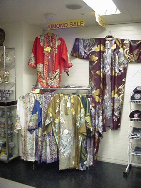 One of the many racks of kimonos on display